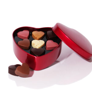 Hjerte med fyldte chokolader